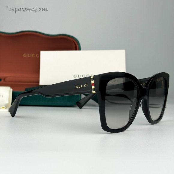 NEW Gucci GG0459S 001 Black Gray Gradient Cat Eye Women Sunglasses - Picture 4 of 8